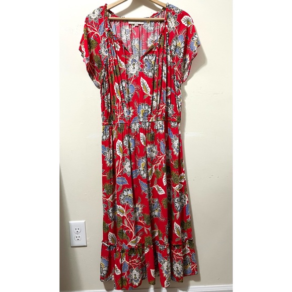 Loft Women’s Plus Size 22 Red Floral Dress - Beautiful! romantic - Picture 2 of 10
